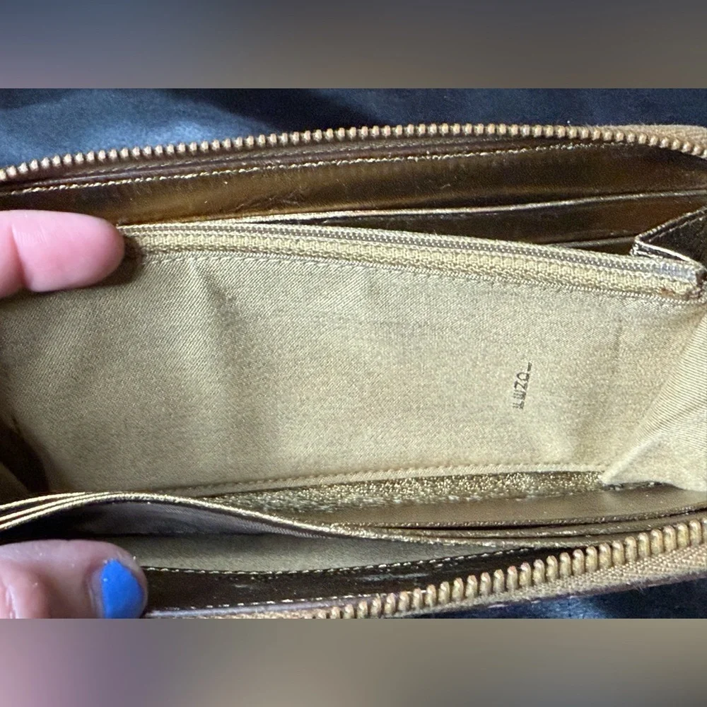 Fendi metallic gold wallet